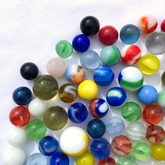 lot of 130 marbles assorted mixed vintage estate 1.5 pounds glass solid cat eyes - Picture 6 of 9